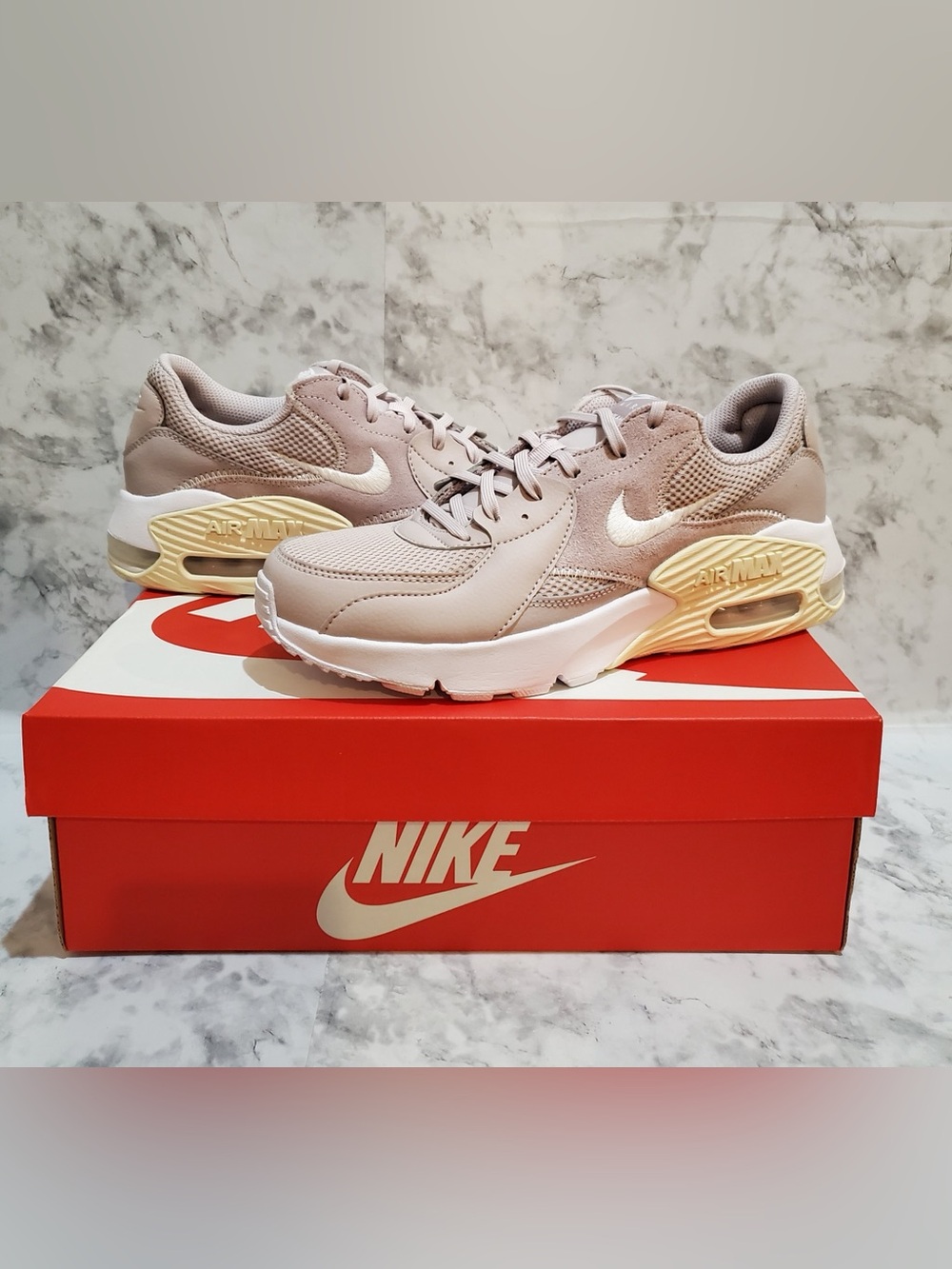 Nike Air Max Women's Taupe and Cream Athletic Sneakers